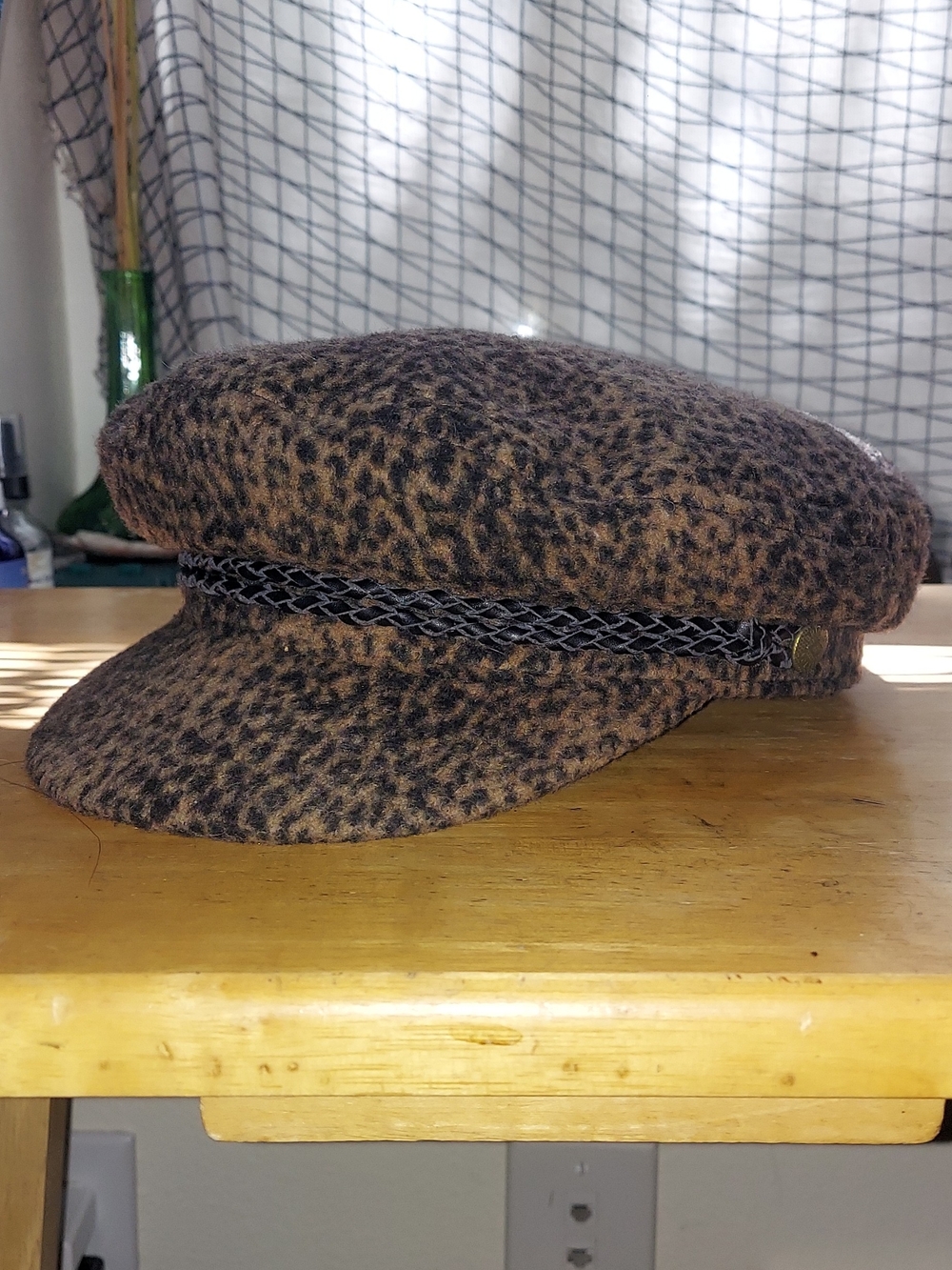 Brixton Brown Leopard Print Baker Boy Cap
